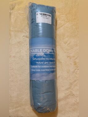 Light Blue Packable Down Throw Blanket 50”x70” NEW